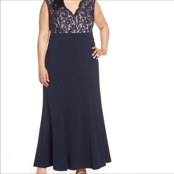 Eliza J Sleeveless Lace Bodice Trumpet Formal Gown - Picture 1 of 16